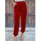Women' S High Waist Elasticated Pocket Detail Velvet Trousers , 21627 Women' S High Waist Elasticated Pocket Detail Velvet Trousers , 21627