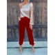 Women' S High Waist Elasticated Pocket Detail Velvet Trousers , 21627 Women' S High Waist Elasticated Pocket Detail Velvet Trousers , 21627