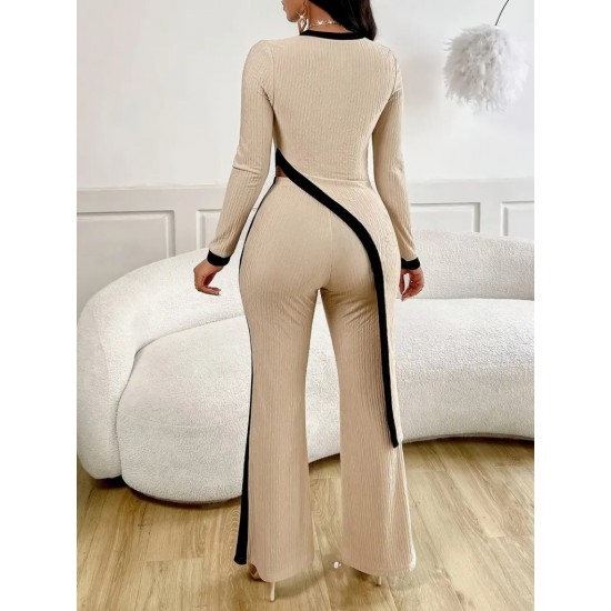 Kadın Uzun Kollu Bisiklet Yaka Asimetrik Kesim Bluz şardonlu Kaşkorse Bluz Ve Pantolon Ikili Takım , 21738 Kadın Uzun Kollu Bisiklet Yaka Asimetrik Kesim Bluz şardonlu Kaşkorse Bluz Ve Pantolon Ikili Takım , 21738
