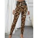 Women' S High Waist Crow' S Foot Patterned Side Stripe Button Detailed Diving Trousers , 22008 Women' S High Waist Crow' S Foot Patterned Side Stripe Button Detailed Diving Trousers , 22008