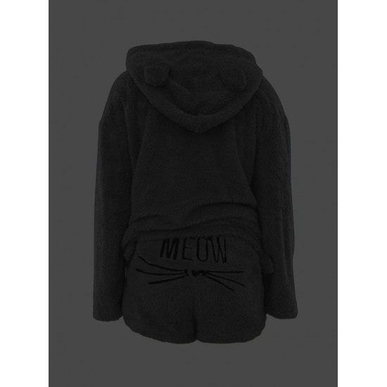Kadın Uzun Kollu Kapşonlu Peluş Bluz Ve Kısa Short Ikili Takım , 22031 Kadın Uzun Kollu Kapşonlu Peluş Bluz Ve Kısa Short Ikili Takım , 22031