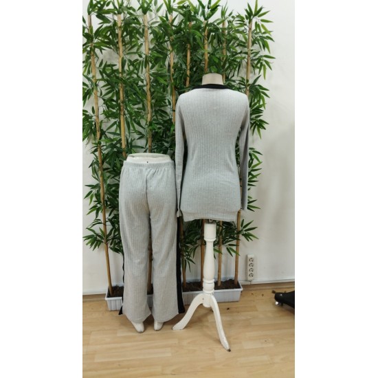 Kadın Uzun Kollu V Yakalı çapraz Detaylı şardonlu Kaşkorse Bluz Ve Pantolon Ikili Takım , 22487 Kadın Uzun Kollu V Yakalı çapraz Detaylı şardonlu Kaşkorse Bluz Ve Pantolon Ikili Takım , 22487