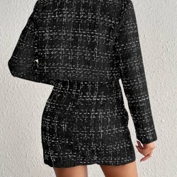 Kadın Uzun Kollu önü Düğmeli şanel Ceket Ve Etek Takım, 23197 Kadın Uzun Kollu önü Düğmeli şanel Ceket Ve Etek Takım, 23197