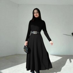 Kadın Uzun Kollu Balıkçı Yaka Uzun Akrilik Elbise , 23191 Kadın Uzun Kollu Balıkçı Yaka Uzun Akrilik Elbise , 23191