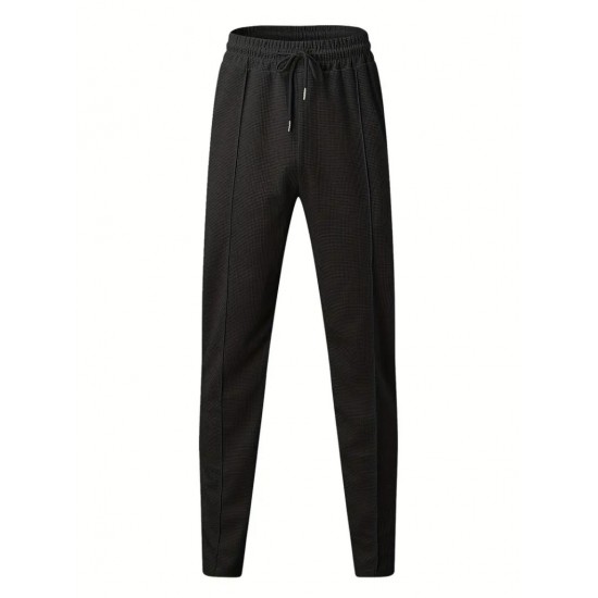 Men' S High Waist Lace-up Front Pocket Waffle Trousers , 23390 Men' S High Waist Lace-up Front Pocket Waffle Trousers , 23390