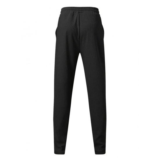 Men' S High Waist Lace-up Front Pocket Waffle Trousers , 23390 Men' S High Waist Lace-up Front Pocket Waffle Trousers , 23390