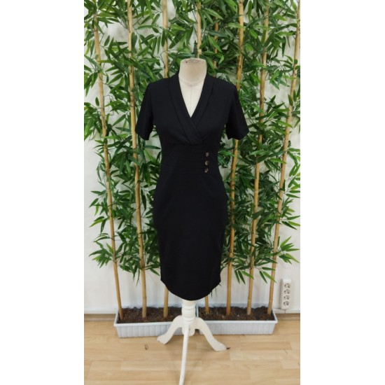 Women' S Short Sleeve Double Breasted Side Buttoned Imported Crepe Dress , 23457 Women' S Short Sleeve Double Breasted Side Buttoned Imported Crepe Dress , 23457
