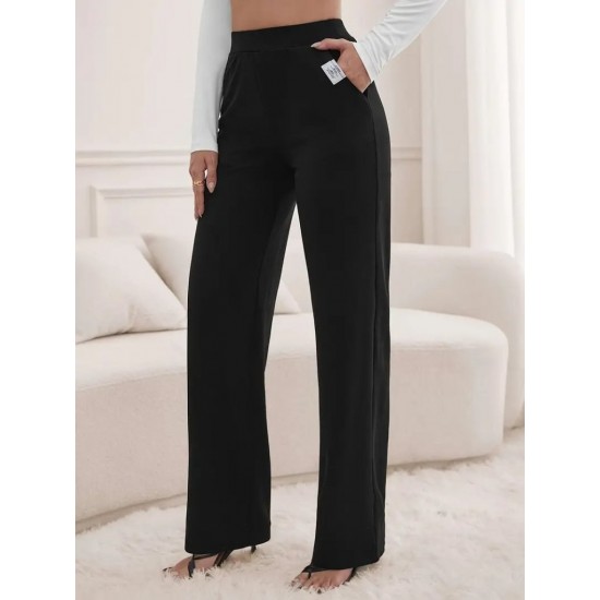 Kadın Yüksek Bel Cepli Geniş Kesim Ithal Krep Pantolon , 23526 Kadın Yüksek Bel Cepli Geniş Kesim Ithal Krep Pantolon , 23526