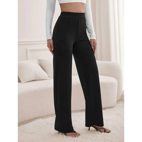 Kadın Yüksek Bel Cepli Geniş Kesim Ithal Krep Pantolon , 23526 Kadın Yüksek Bel Cepli Geniş Kesim Ithal Krep Pantolon , 23526