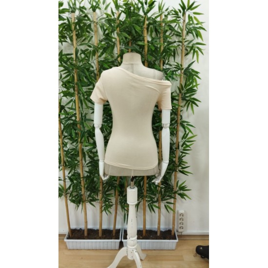 Kadın Kısa Kollu Tek Omuzu Açık Büzgülü Viskon Bluz, 23534 Kadın Kısa Kollu Tek Omuzu Açık Büzgülü Viskon Bluz, 23534