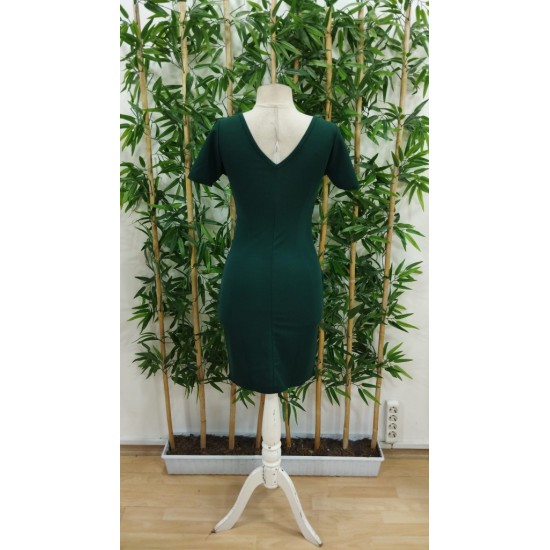 Kadın Kısa Kollu Volanlı Kruvaze Yaka Yanlardan Büzgülü Ithal Krep Elbise , 23569