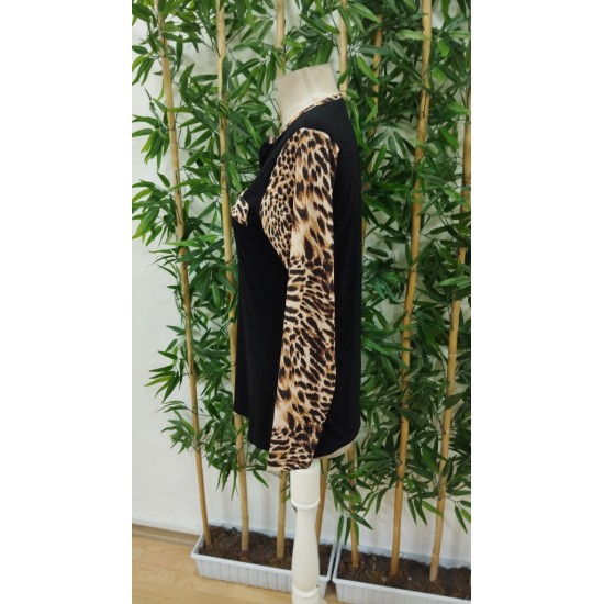 Kadın Uzun Kollu önden Fermuarlı Cepli Leopar Detaylı Viskon, 23575 Kadın Uzun Kollu önden Fermuarlı Cepli Leopar Detaylı Viskon, 23575