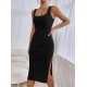 Women' S Strappy Square Neck Side Slit Midi Camisole Dress , 23582 Women' S Strappy Square Neck Side Slit Midi Camisole Dress , 23582