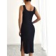 Women' S Strappy Square Neck Side Slit Midi Camisole Dress , 23582 Women' S Strappy Square Neck Side Slit Midi Camisole Dress , 23582