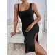 Women' S Strappy Square Neck Side Slit Midi Camisole Dress , 23582 Women' S Strappy Square Neck Side Slit Midi Camisole Dress , 23582