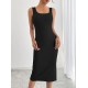 Women' S Strappy Square Neck Side Slit Midi Camisole Dress , 23582 Women' S Strappy Square Neck Side Slit Midi Camisole Dress , 23582
