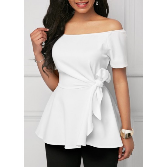 Kadın Kısa Kollu Madonna Yaka Yandan Bağlamalı Ithal Krep Bluz , 23669 Kadın Kısa Kollu Madonna Yaka Yandan Bağlamalı Ithal Krep Bluz , 23669