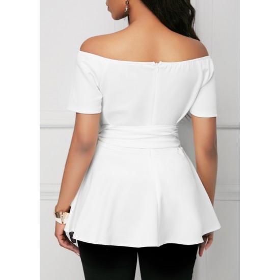 Kadın Kısa Kollu Madonna Yaka Yandan Bağlamalı Ithal Krep Bluz , 23669 Kadın Kısa Kollu Madonna Yaka Yandan Bağlamalı Ithal Krep Bluz , 23669