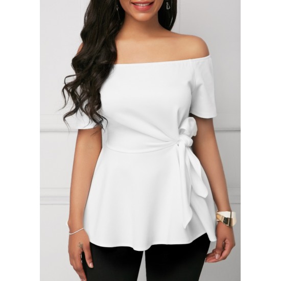 Kadın Kısa Kollu Madonna Yaka Yandan Bağlamalı Ithal Krep Bluz , 23669 Kadın Kısa Kollu Madonna Yaka Yandan Bağlamalı Ithal Krep Bluz , 23669