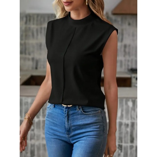 Kadın Kısa Reglan Kollu Yarı Balıkçı Yaka Ithal Krep Bluz, 23690 Kadın Kısa Reglan Kollu Yarı Balıkçı Yaka Ithal Krep Bluz, 23690