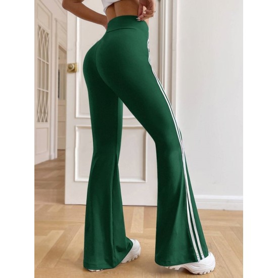 Kadın Yüksek Bel Yanlar şerit Detaylı Ispanyol Paçalı Dalgıç Pantolon , 23786