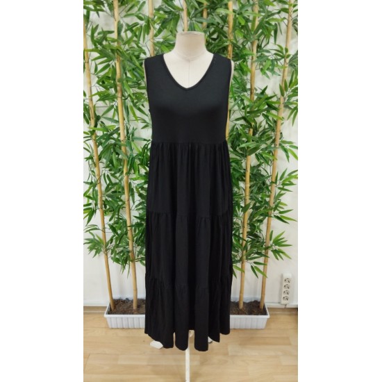 Kadın Askılı V Yakalı Fırfırlı Maksi Boy Viskon Elbise , 23927