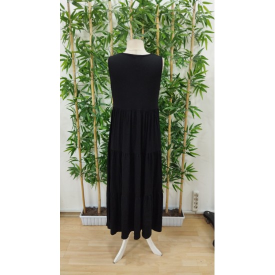 Kadın Askılı V Yakalı Fırfırlı Maksi Boy Viskon Elbise , 23927