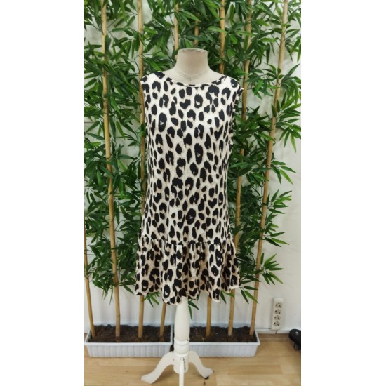 Kadın Kolsuz Sırttan Bağlamalı Fırfırlı Leopar Desenli Süprem Elbise , 23926 Kadın Kolsuz Sırttan Bağlamalı Fırfırlı Leopar Desenli Süprem Elbise , 23926