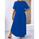 Women' S Short Sleeve Crew Neck Pocket Loose Viscose Dress , 23939 Women' S Short Sleeve Crew Neck Pocket Loose Viscose Dress , 23939