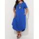 Women' S Short Sleeve Crew Neck Pocket Loose Viscose Dress , 23939 Women' S Short Sleeve Crew Neck Pocket Loose Viscose Dress , 23939