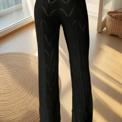 Kadın Yüksek Bel Bağcıklı Desenli Triko Plaj Pantolon, 24026 Kadın Yüksek Bel Bağcıklı Desenli Triko Plaj Pantolon, 24026