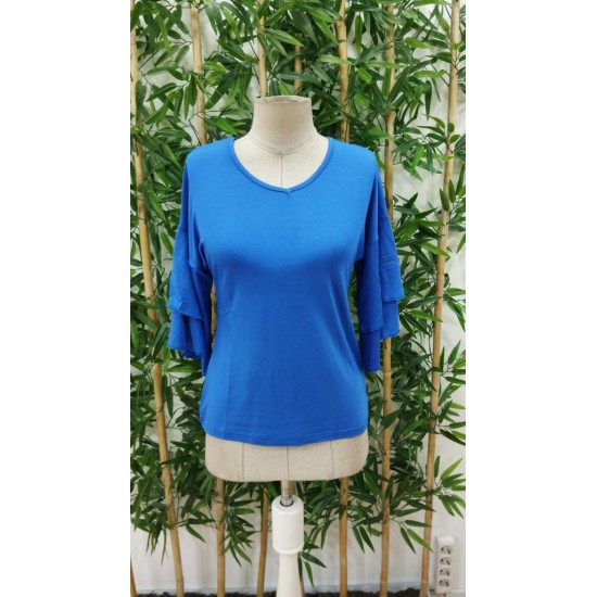 Kadın Kısa Kollu V Yakalı Viskon Bluz , 24055