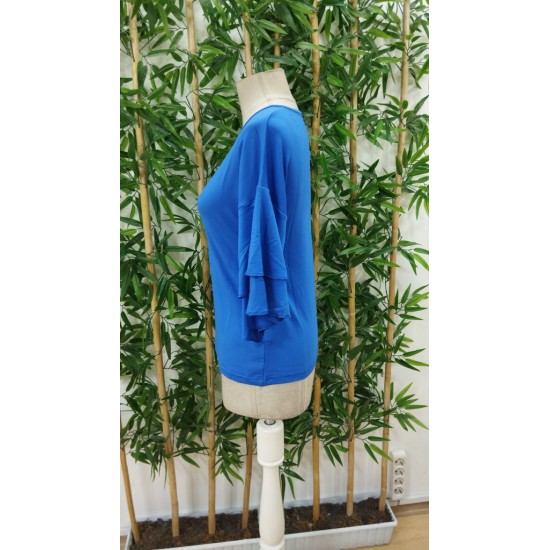 Kadın Kısa Kollu V Yakalı Viskon Bluz , 24055