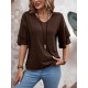 Kadın Kısa Kollu V Yakalı Viskon Bluz , 24054