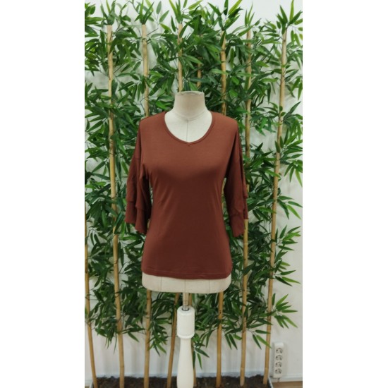 Kadın Kısa Kollu V Yakalı Viskon Bluz , 24054