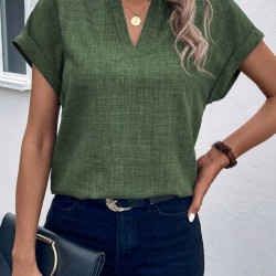 Kadın Kısa Kollu Hakim Yaka Sofya Bluz  , 24048