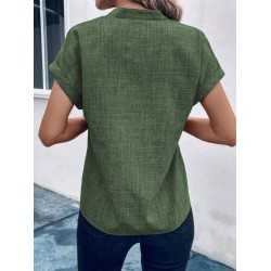 Kadın Kısa Kollu Hakim Yaka Sofya Bluz , 24048 Kadın Kısa Kollu Hakim Yaka Sofya Bluz , 24048