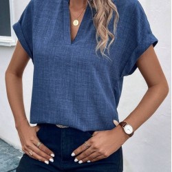 Kadın Kısa Kollu Hakim Yaka Sofya Bluz  , 24047