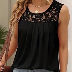 Kadın Askılı Yuvarlak Yaka Dantel Detaylı Viskon Bluz , 24152