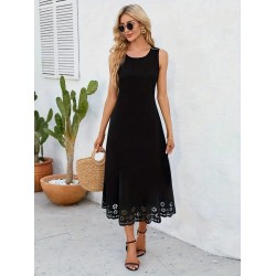 Kadın Kolsuz Etek Ucu Lazer Kesim çiçek Desenli Midi Boy Ithal Krep Elbise , 24190 Kadın Kolsuz Etek Ucu Lazer Kesim çiçek Desenli Midi Boy Ithal Krep Elbise , 24190