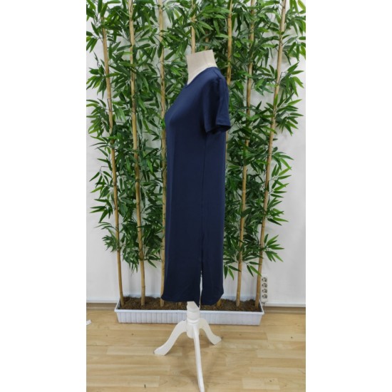 Kadın Kısa Kollu Yırtmaç Detaylı Salaş Viskon Elbise , 23931