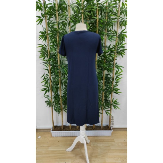 Kadın Kısa Kollu Yırtmaç Detaylı Salaş Viskon Elbise , 23931