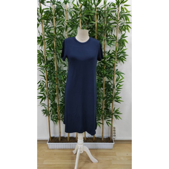 Kadın Kısa Kollu Yırtmaç Detaylı Salaş Viskon Elbise , 23931