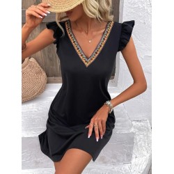 Kadın Kısa Kollu V Yakalı Viskon Elbise, 24227