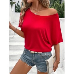 Women' S One-shoulder, Short-sleeved, Loose-fitting Viscose Blouse, 24308 Women' S One-shoulder, Short-sleeved, Loose-fitting Viscose Blouse, 24308