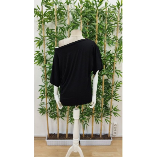 Kadın Tek Omuzu Açık Kısa Kollu Salaş Viskon Bluz, 24306