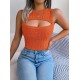 Kadın Askılı Bisiklet Yaka Güpüs Dekolteli Triko Crop Bluz, 24316 Kadın Askılı Bisiklet Yaka Güpüs Dekolteli Triko Crop Bluz, 24316