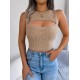 Kadın Askılı Bisiklet Yaka Güpüs Dekolteli Triko Crop Bluz, 24315 Kadın Askılı Bisiklet Yaka Güpüs Dekolteli Triko Crop Bluz, 24315