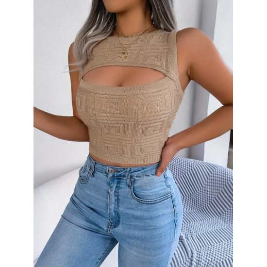 Kadın Askılı Bisiklet Yaka Güpüs Dekolteli Triko Crop Bluz, 24315 Kadın Askılı Bisiklet Yaka Güpüs Dekolteli Triko Crop Bluz, 24315
