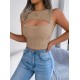 Kadın Askılı Bisiklet Yaka Güpüs Dekolteli Triko Crop Bluz, 24315 Kadın Askılı Bisiklet Yaka Güpüs Dekolteli Triko Crop Bluz, 24315